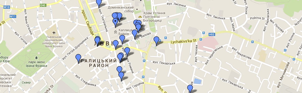 Карта велостоянок у Львові